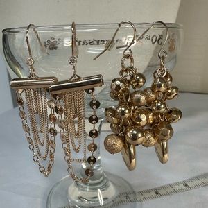 Two pair of feminine dainty style goldtone earrings